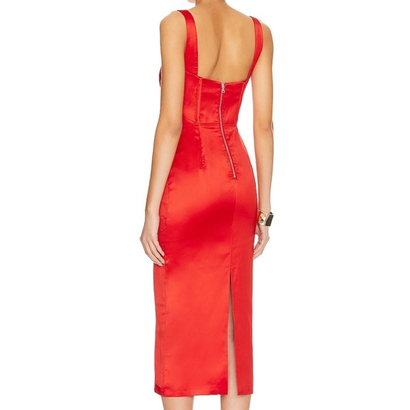 NWT! Sz 6 Bardot Elodie Dress in fire Red Midi Dress - Picture 3 of 8